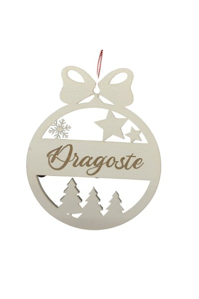 T&M Personalizare Glob de Crăciun personalizat din lemn - Dragoste - Rotund g...