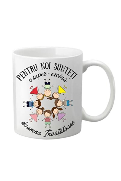 CADOU Personalized mug - 'For us you are a superhero, Mrs. Teacher!', white, 330 ml (Model 3)