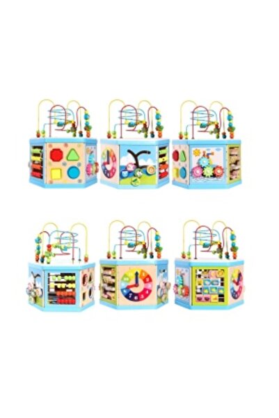 CREATIVE Wooden Montessori Educational Hexagon Activity Center, 8-in-1, 1-6 years, 30 x 38 cm, Multicolor