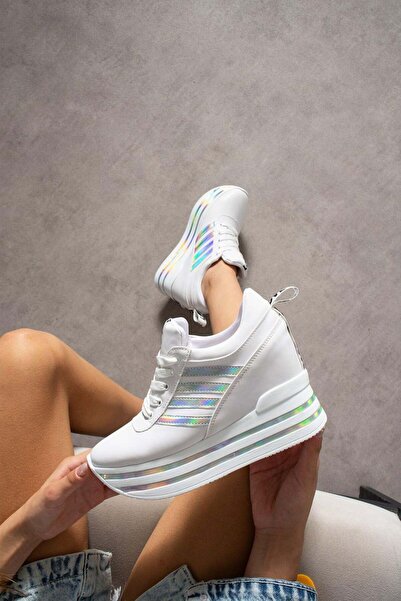 Modanizm Elysia White Hidden Heel Sneakers