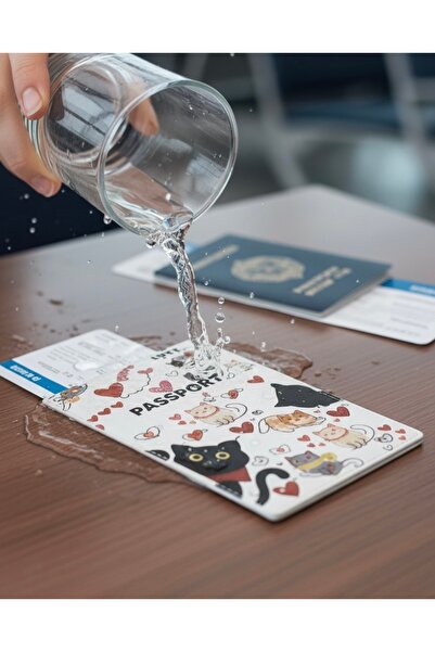 Gempo Cat Pattern Passport Cover – Cute Design, Waterproof Pvc Protective Case