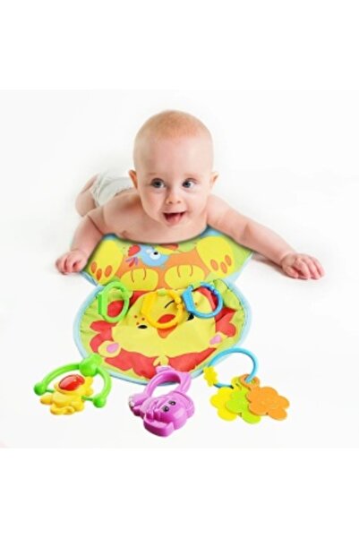 CREATIVE Activity pillow for babies with rattle toys, for neck training and support, 48 x 34 cm, pink/yellow