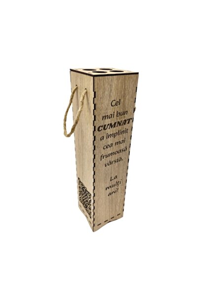 OEM Cutie de vin din lemn - „Cel mai bun cumnat” personalizată, 34x9x9 cm, ma...