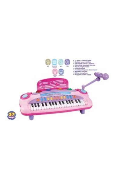CREATIVE Toy electric piano for kids 2+, 37 keys with microphone, plastic, XL 49x21x28 cm, pink