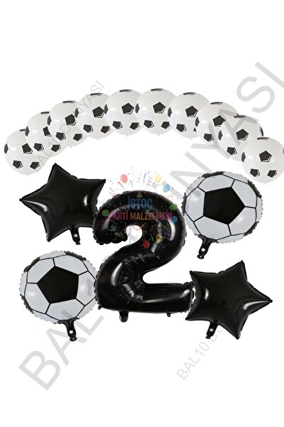 İSTOÇ PARTİ Futbol Topu Yıdız Folyo Siyah Rakam Baskılı Balon Seti Yaş 2