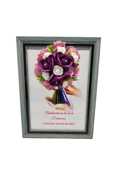 T&M Personalizare Tablou înrămat A4 (30x21 cm) - „Familia este un dar de la D...