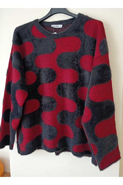 Butik Şans Geometric Patterned Bearded Oversized Knitwear Sweater