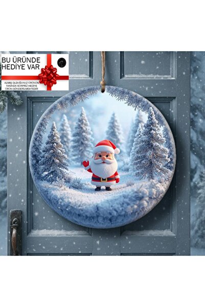 NT Handmade Новорічна прикраса для дверей 30 см з мотивом Діда Мороза, UV-дру...