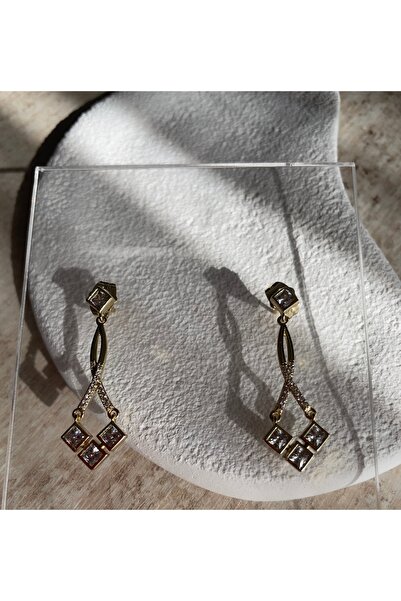 XUPING JEWELRY Square Crystal Dangle Gold Earrings Women's Stylish Design Acc...