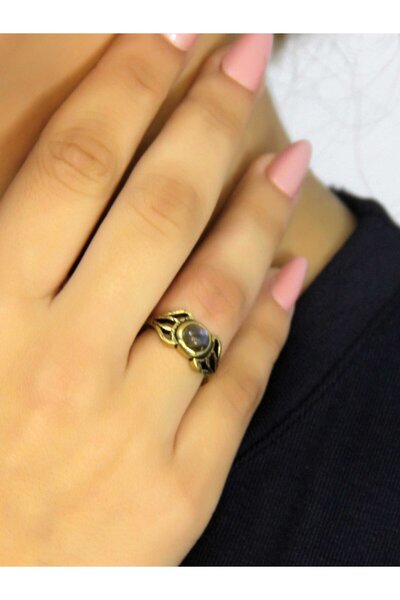 esha خاتم نسائي قابل للتعديل من الحجر الطبيعي اللابرادوريت موديل عتيق euy79lbt