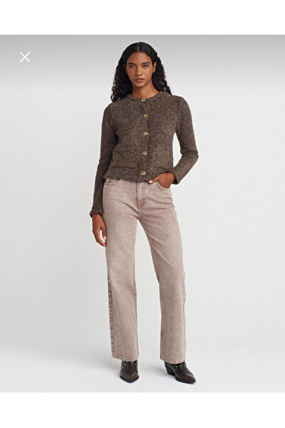 Dilvin Kar Yıkama Renkli Denim Pantolon-Kahve
