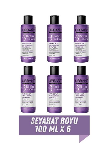 Urban Care Expert Biotin Kafein Dökülme Karşıtı Hızlı Uzamaya Yardımcı Şampuan 100 ml X 6 Adet