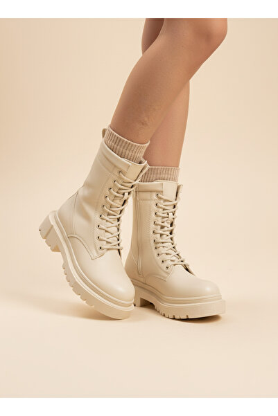 Runnix Shoes Kadın Postal Bot Kaymaz Termo Taban Suya Dayanıklı Fermuarlı Bağcıklı Tam Kalıp