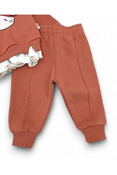 VEGAMOD Baby Girl Thick Winter 3-Layer Fleece Set with Fleece-Lined Cat Prints 6-9-12-18-24 Months