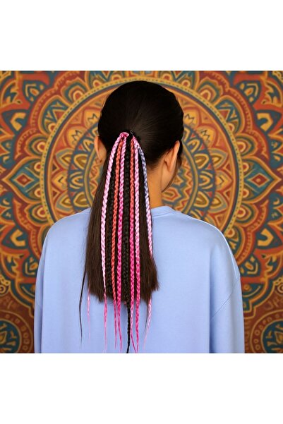 YASEMİN KAPLAN مشبك مضفر باللون الوردي والأرجواني والأسود – إكسسوار شعر بطول ...