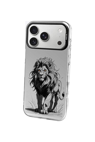 PrintiFy Lion Design Metallic Look Matte Silicone Case Compatible with Apple iPhone 17 Pro Max