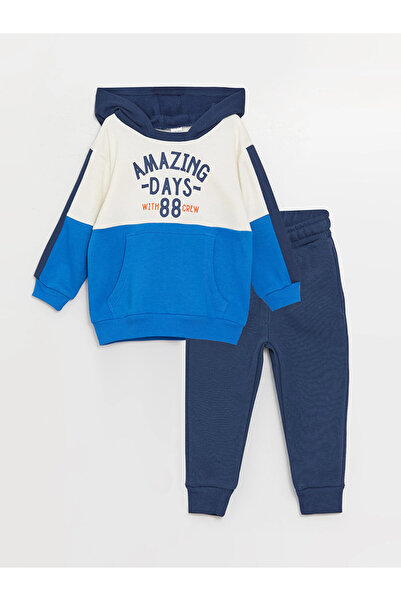 LC Waikiki Lcw Baby Blue Baby Boy Hoodie and Sweatpants 2-Piece Set