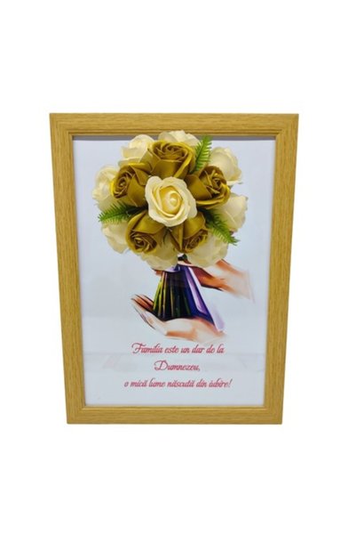 T&M Personalizare Tablou înrămat A4 (30x21 cm) - „Familia este un dar de la D...