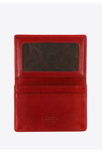 Wittchen Men's Leather Business Card Case with Coat of Arms Red Leather