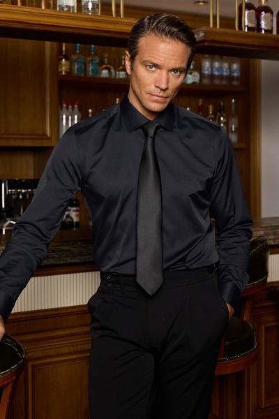 RUFELLI Classic Collar Satin Slim Fit Stretch Fabric Men's Shirt