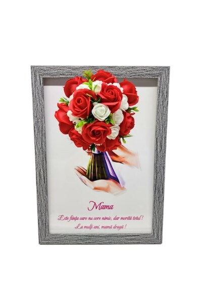 T&M Personalizare Tablou înrămat A4 (30x21 cm) – „Mama nu cere nimic, dar mer...