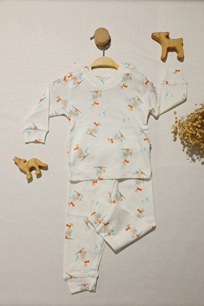 Vivolas 100% Cotton Baby Set with Snap Fasteners on the Shoulders, Unisex, 2-Piece, Top and Bottom, Monthly Sizes 3-6-9-12 Months
