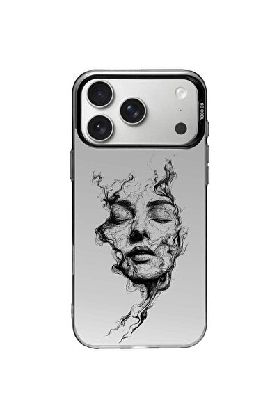 PrintiFy Woman Face Design Metallic Look Matte Silicone Case Compatible with Apple iPhone 17 Pro