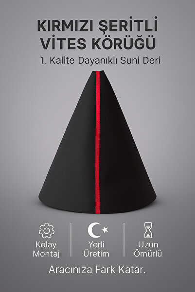 AutoDesign Proton Savvy Black Artificial Leather Red Stripe Gear Shift Boot