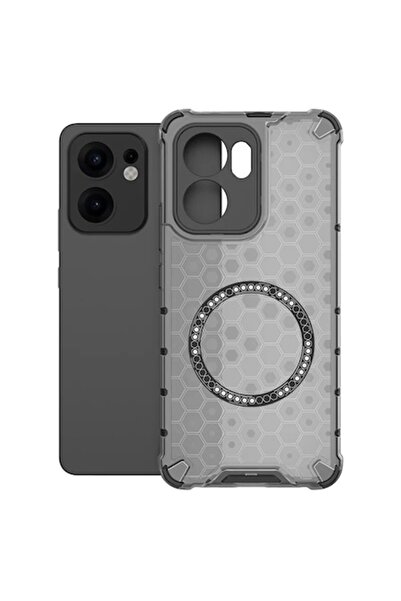OPPO HoneyComb Case for Reno13 F, Magnet MagCase, AntiDrop Corners, Gray