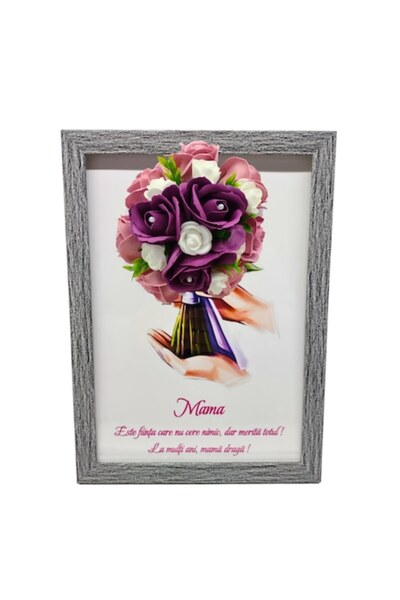 T&M Personalizare Tablou înrămat A4 (30x21 cm) - „Mama... merită totul” - flo...