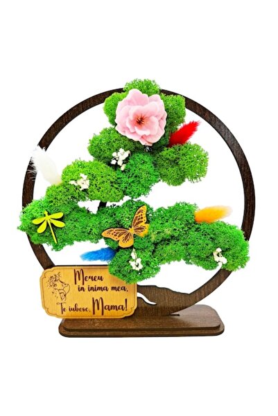OEM Bonsai Decorative Art with Stabilized Moss - Message for Mom - Wenge, 20 cm