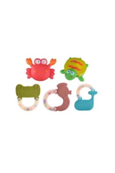 CREATIVE Set de 5 zornăitoare pentru baie, erupția dentară și abilități motorii, 6+ luni, silicon, multicolor