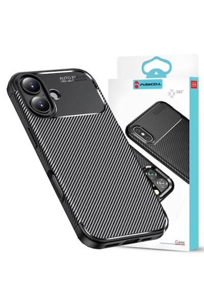 Autofocus Carcasă pentru iPhone 17, textură carbon, TPU, neagră