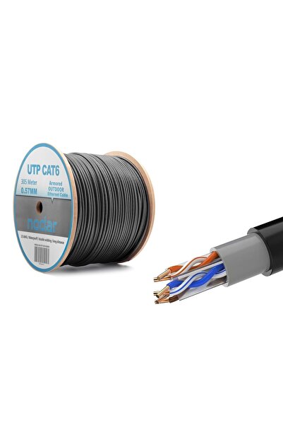 NODAR كابل إيثرنت خارجي ND2001 Cat6 UTP، 23 AWG، 0.57 مم، CCA، 305 متر، أسود