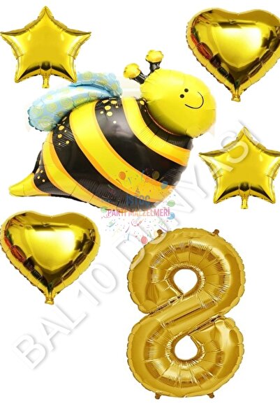 İSTOÇ PARTİ Bee Character Star Heart Foil Balloon Party Set Age 8