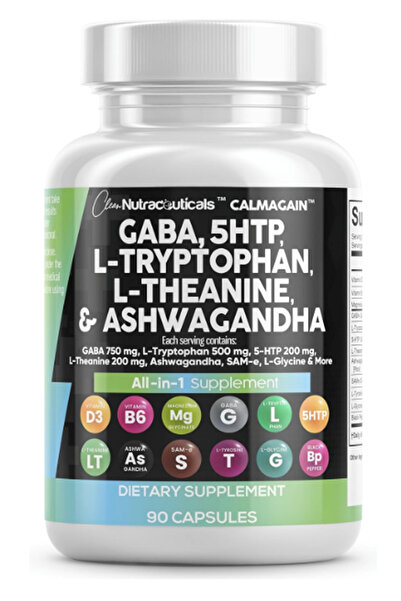 Clean Nutraceuticals GABA 5 HTP L Tryptophan L Theanine SAM-e L-Glycine - Mood Support 90 Capsul