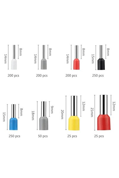 amXea Set of 1250 insulated terminal pins for electrical conductors 0.5 - 10 mm² (ferrules)