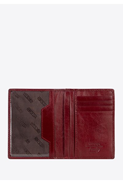 Wittchen Woman Leather Document Case with Registration Card Pocket Red Leather