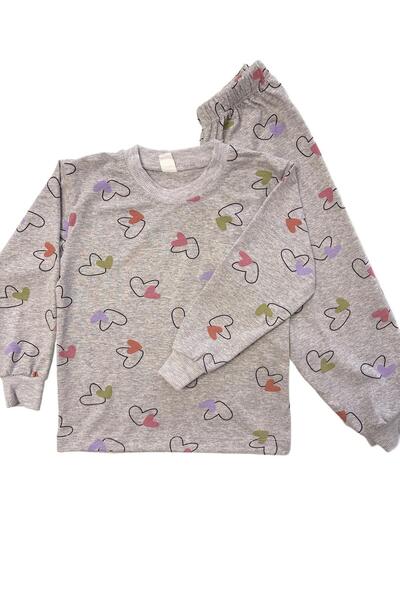 mışıl mışıl kids Devojčin set pidžama sivog boje u obliku srca Sa deznom okru...