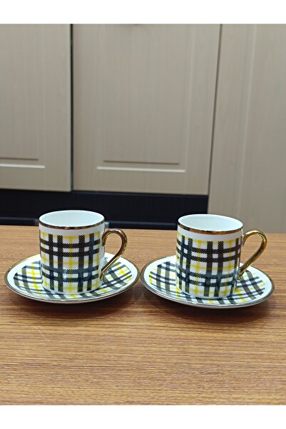 DEKOR ZÜCCACİYE HOME Gönül 2-Piece Yellow Striped Coffee Cup