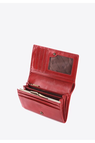 Wittchen Women's large genuine leather wallet with a registration card holder, red, genuine leather