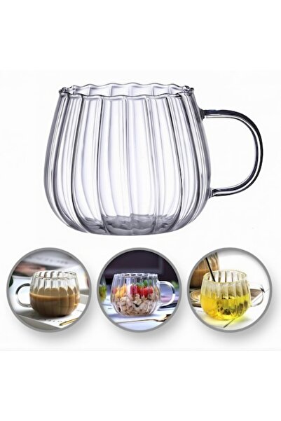 varioshop ® elegant cup for tea, coffee or dessert — 400 ml borosilicate glass with fluted walls a