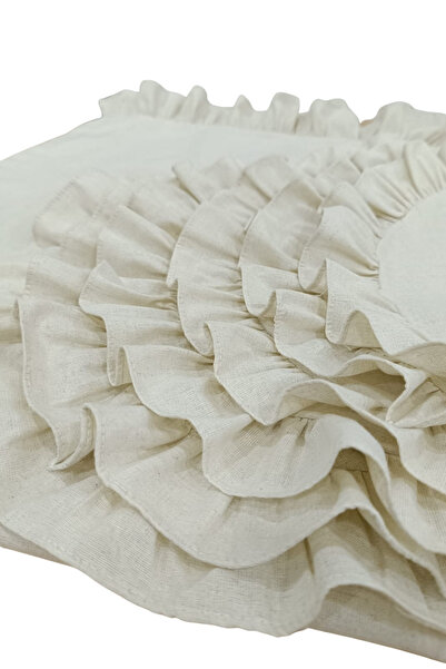 Misue Handmade Ruffled American Tablecloth Set, 7 Piece Tableware Presentation, 6 Placemats+1Runner, Ruffled Presentation Set, 100% Cotton