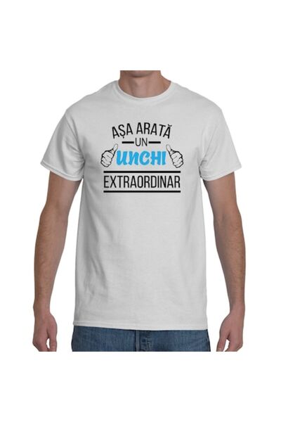 Tricou Destept Tricou personalizat „Așa arată un UNCHI extraordinar” - Alb, 3XL