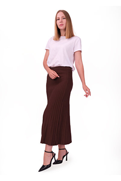 First Örme Kadın pliseli triko etek