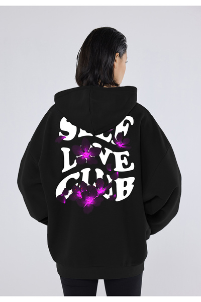 SELF CONTROL Hanorac cu glugă Self Love Club, spate și față, cu imprimeu Wint...