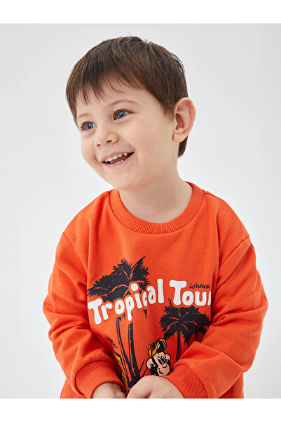 LC Waikiki LCW baby Orange guler rotund mânecă lungă Nostalgic Monkey cu impr...