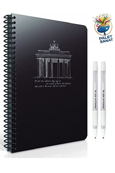 Palet Sanat 17x24 Cm A5 Sert Kapak Siyah Defter 80 yp. Anı Hatıra Defteri 2 A...