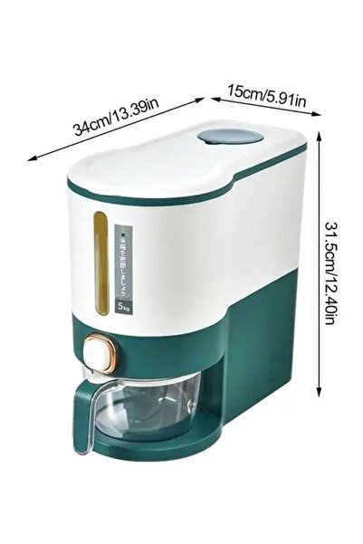 First Touch صندوق توزيع أرز كبير للحبوب والأطعمة الجافة مع كوب قياس - موزع أر...