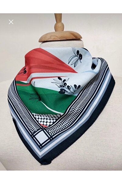 MODA Mineleşarp Olive Branch and Palestine Themed 45*45 Non-Slip Cotton Scarf
